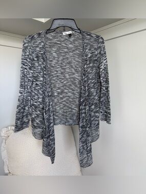 Say What? Black & White Marled Open-Front Cardigan Size Medium/Large